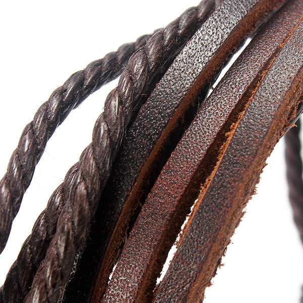 Fashion Unisex Multilayer Leather Woven Braid Rope Bracelet