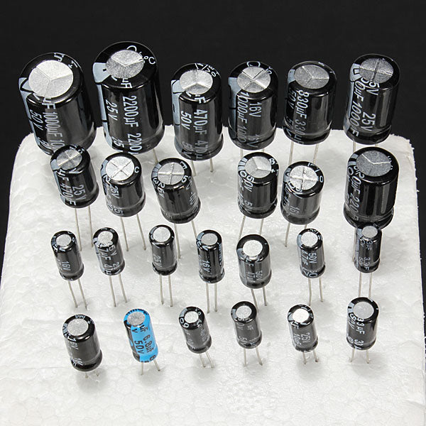 Geekcreit 1uF-2200uF 125pcs 25 Values Electrolytic Capacitors Assorted Kit Set