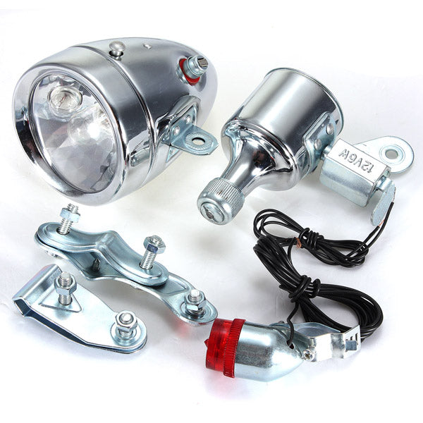 12V Motorcycle Bicycle Friction Generator Dynamo Headlight Tail Light