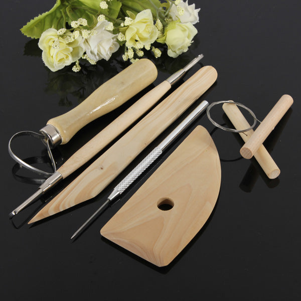 8Pcs Wood Metal Pottery Clay Ceramics Molding Carving Sculpting Tools