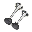 Chrome Loud 12V Twin Trumpet Air Horn Compressor Set Kit Car Boat
