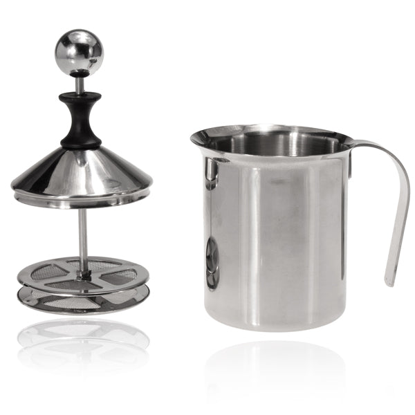 Stainless Steel Pump Milk Frother Creamer Foam Cappuccino 400ML Coffee Double Mesh Froth