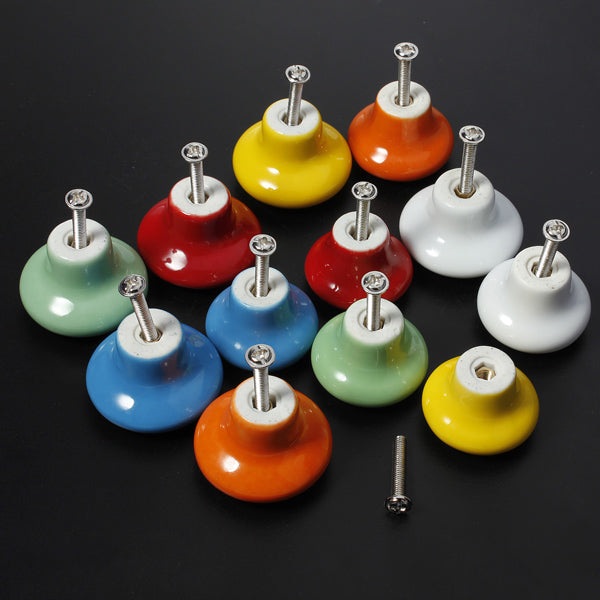 Round Ceramic Door Cabinets Drawer Bedroom Cupboard Knobs