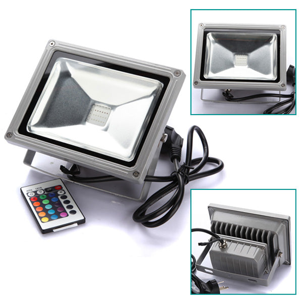 20W RGB Color Changing Outdooors Remote Control LED Flood Light 85-265V