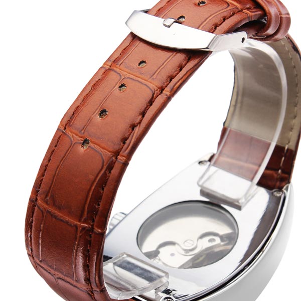 SEWOR Rectangle Luxury Leather Mechanical Analog Men Wrist Watch