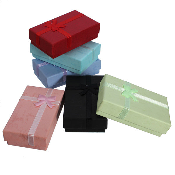 Bowknot Paper Necklace Earrings Ring Jewelry Box Case Party Gift