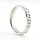 Unisex Crystal Couple Rings Silver Wedding Titanium Steel