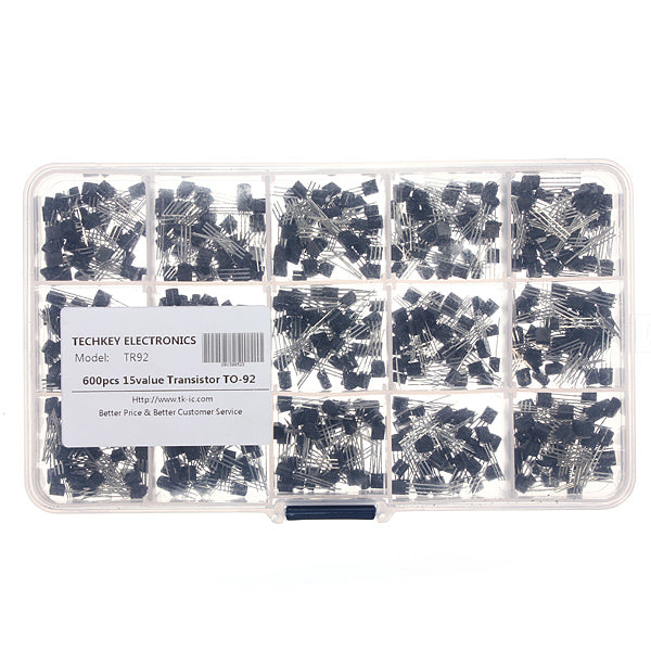 Geekcreit 600 Pcs 15 Value x 40 Pcs Transistor TO-92 Assortment Box Kit With Box
