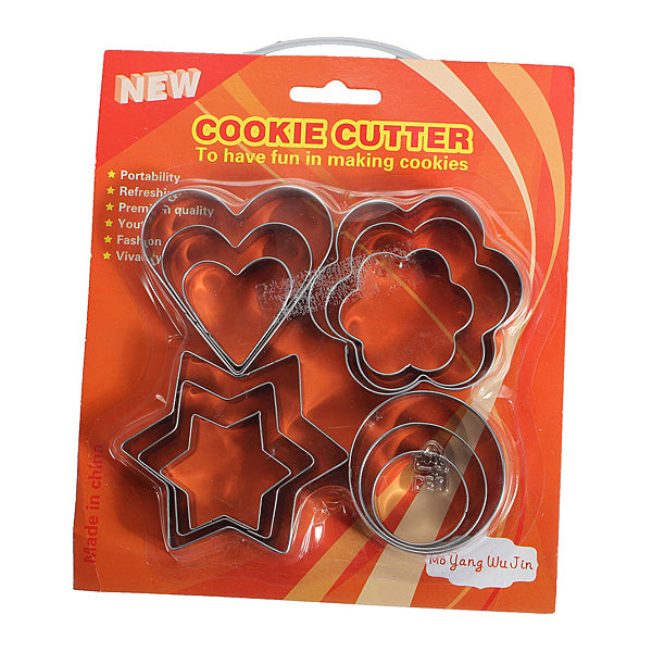 12 Pcs Stainless Steel Flower Heart Biscuit Cake Cookied Mould Cutter