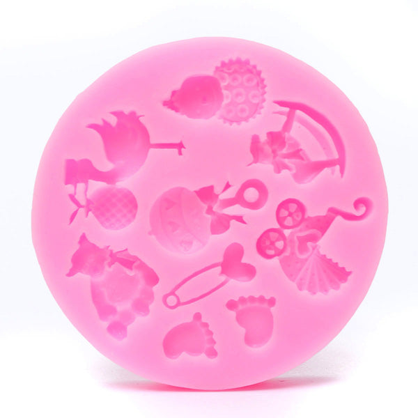 Baby Pram Bear Carrousel Silicone Mould Fondant Cake Decoration Mold