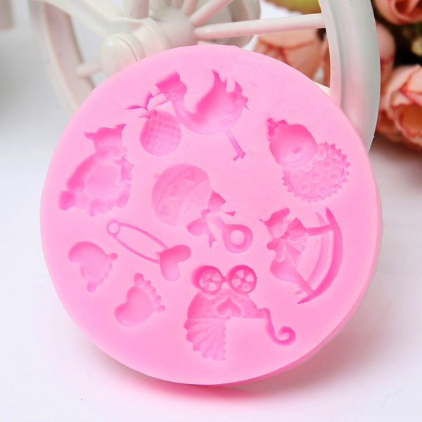 Baby Pram Bear Carrousel Silicone Mould Fondant Cake Decoration Mold