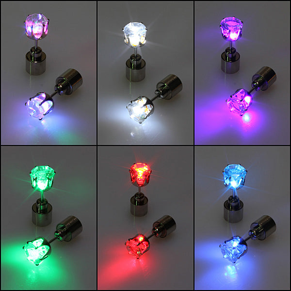 Flashing Flower Led Earrings Ear Stud Perfect for Party Christmas Accessories