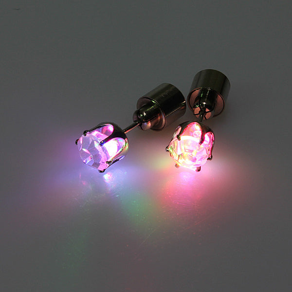 Flashing Flower Led Earrings Ear Stud Perfect for Party Christmas Accessories