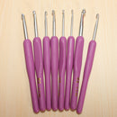 8 Sizes Plastic Handle Aluminum Crochet Hooks Needles 2.5-6.0mm