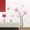 Removable PVC Pink Flower Stem Wall Sticker Room Decor Decal