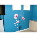 Removable PVC Pink Flower Stem Wall Sticker Room Decor Decal