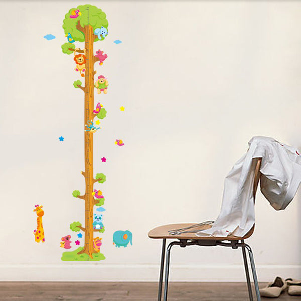Removerable PVC Animal Height Wall Sticker Cartoon Height Sticker
