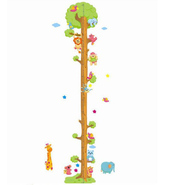 Removerable PVC Animal Height Wall Sticker Cartoon Height Sticker