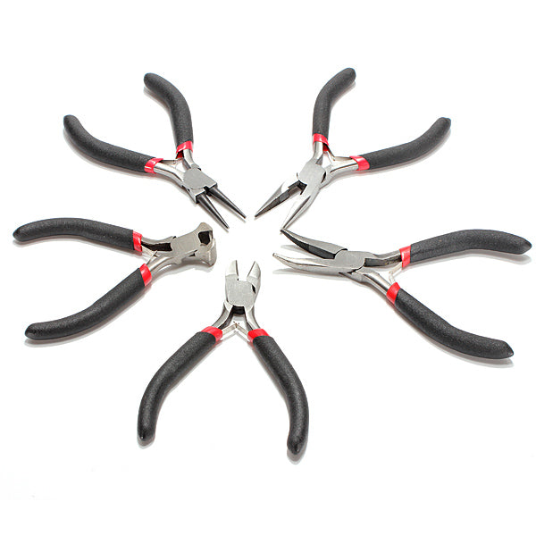 5pcs Cutting Long Round Bent Nose Making Jewelry Pliers Tools Kit