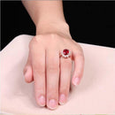 Elegant Italina Rose Gold Crystal Finger Ring Emerald Wine Red Women Jewelry
