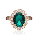 Elegant Italina Rose Gold Crystal Finger Ring Emerald Wine Red Women Jewelry