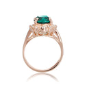 Elegant Italina Rose Gold Crystal Finger Ring Emerald Wine Red Women Jewelry