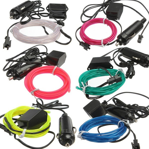 5M EL Neon Light Effect Light Cable Cord Wire 12V Inverter