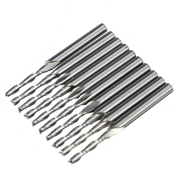 1/8 inch 10pcs 2 Flute Carbide End Mill Router Engraving Bit Tool