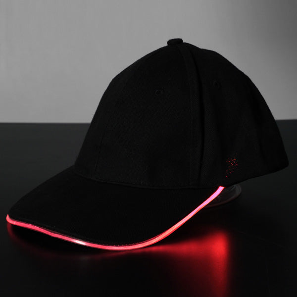 LED Light Glow Club Party Sports Athletic Black Fabric Travel Hat Cap Decorations