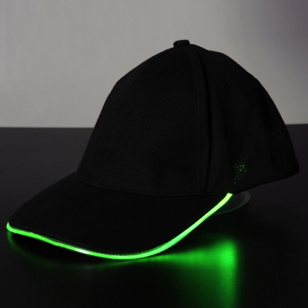 LED Light Glow Club Party Sports Athletic Black Fabric Travel Hat Cap Decorations