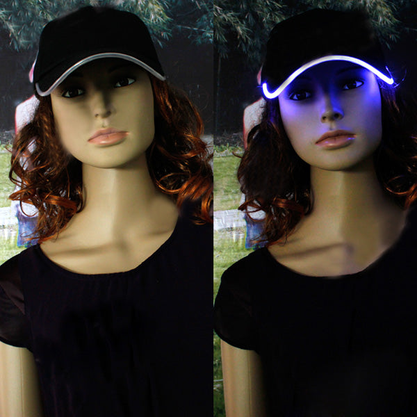 LED Light Glow Club Party Sports Athletic Black Fabric Travel Hat Cap Decorations
