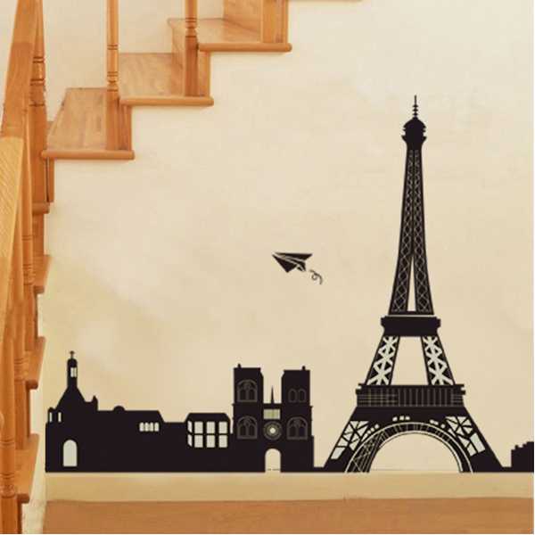 33X60CM Reuse Eiffel Tower PVC Wall Sticker Home Bedroom Decor