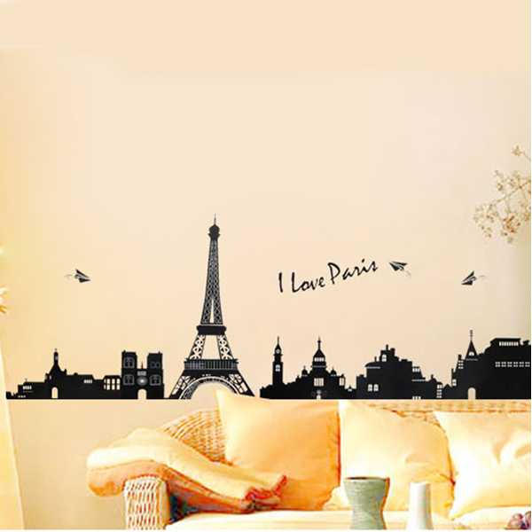 33X60CM Reuse Eiffel Tower PVC Wall Sticker Home Bedroom Decor