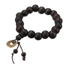 Lucky Black Wood Beads Coin Buddhist Prayer Bracelet Unisex