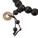 Lucky Black Wood Beads Coin Buddhist Prayer Bracelet Unisex