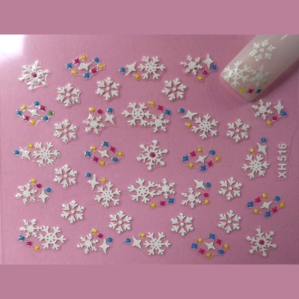 Christmas Snowflakes Snowmen 3D Nail Art Sticker Decal Decorations