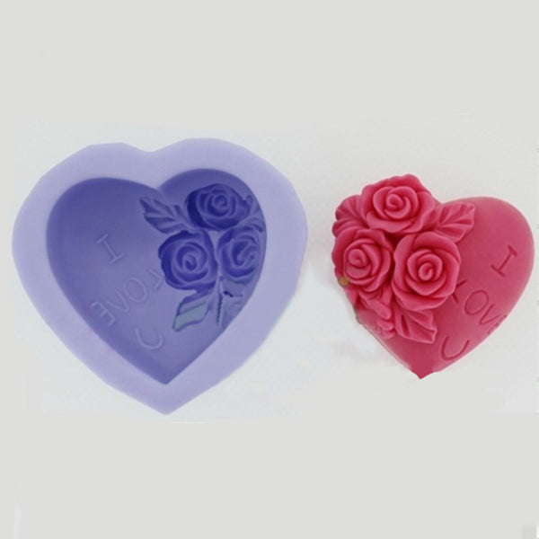 R0227 Silicone Three Rose Fondant Cake Mould DIY Soap Mould