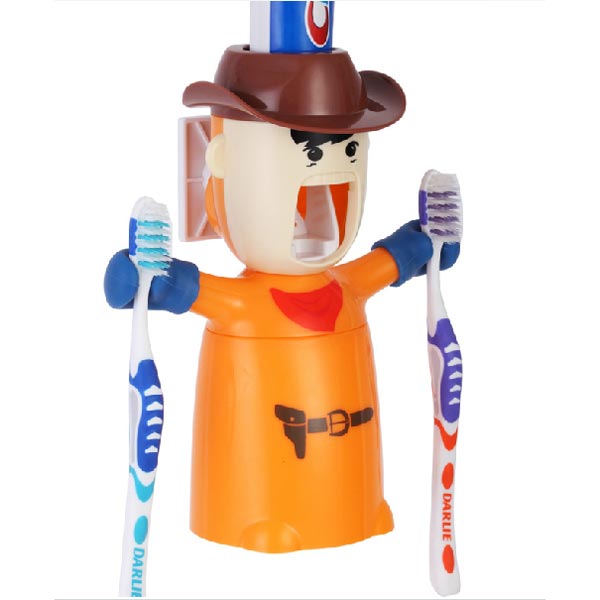 Love Warriors Cowboy Automatic Toothpaste Dispenser Wash Set