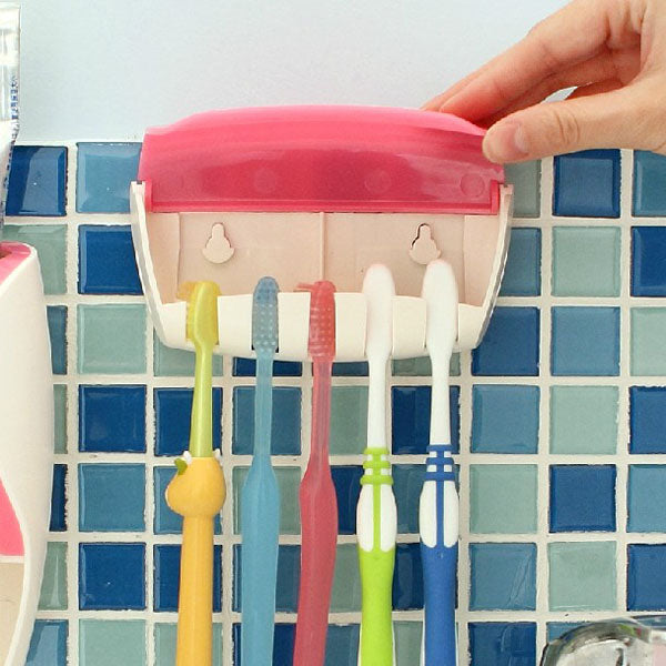 Honana BX-115 Bathroom Automatic Toothpaste Dispenser Squeezer Toothbrush Holder Set