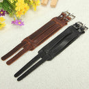 Men Punk Leather Bracelet Wristband Cuff Bangle 2 Layer