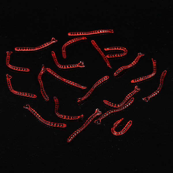 20PCS 2.5cm Silicon Man Made Worm Bait Fishing Lure Bait Grub Red