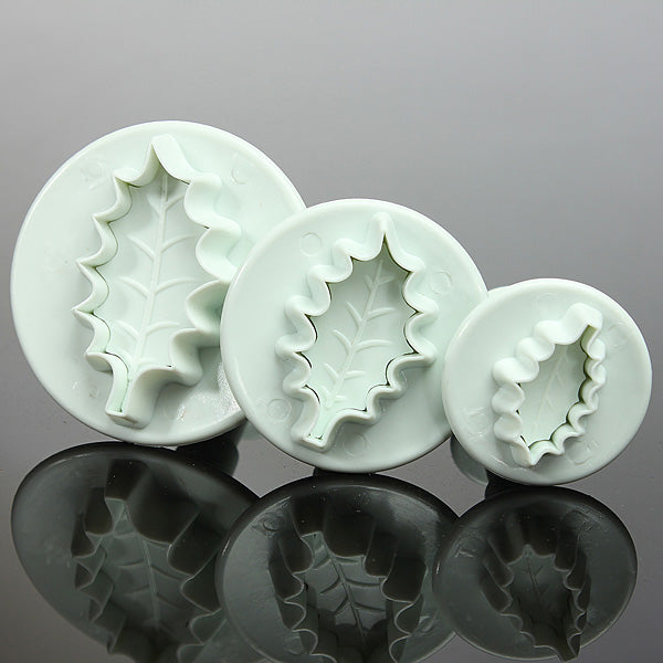 3X Christmas Holly Leaf Cake Cookie Cutter Sugarcraft Decorating Mold