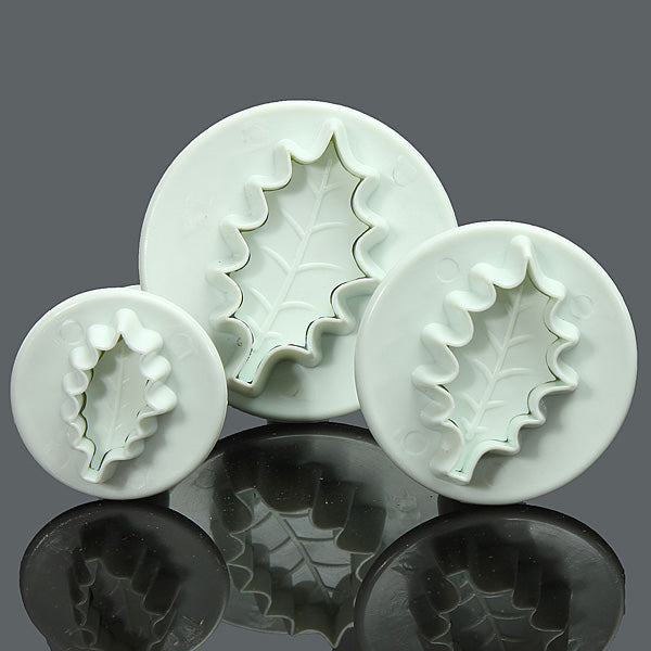 3X Christmas Holly Leaf Cake Cookie Cutter Sugarcraft Decorating Mold