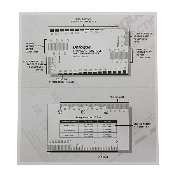 Guitar String Action Gauge Measuring Ruler Bass Luthier Tool