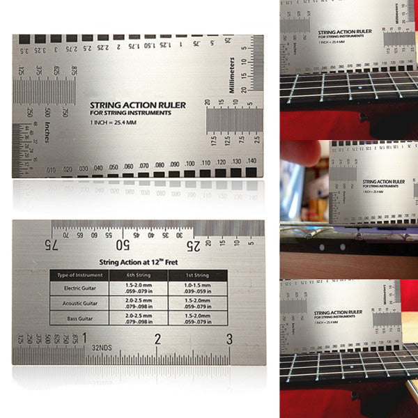 Guitar String Action Gauge Measuring Ruler Bass Luthier Tool