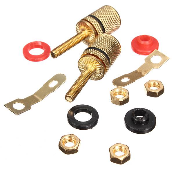 4X2Pcs Speaker Terminal Binding Post Banana Plug Socket Connector