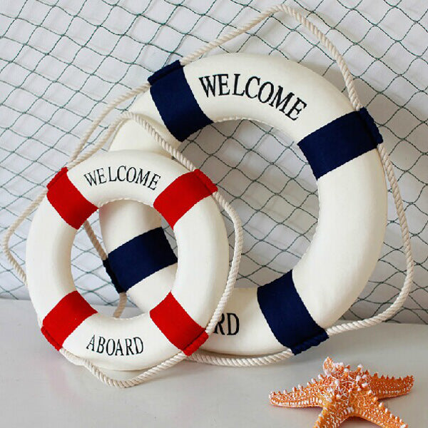 Mediterranean Style Welcome Aboard Decorative Life Buoy Home Decor