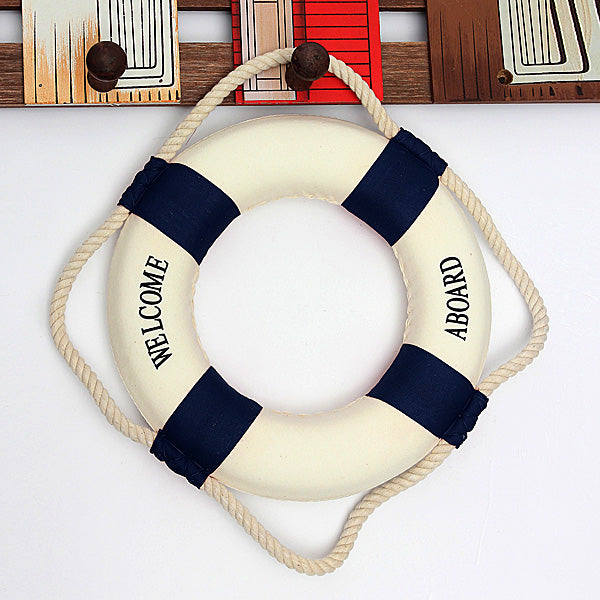 Mediterranean Style Welcome Aboard Decorative Life Buoy Home Decor