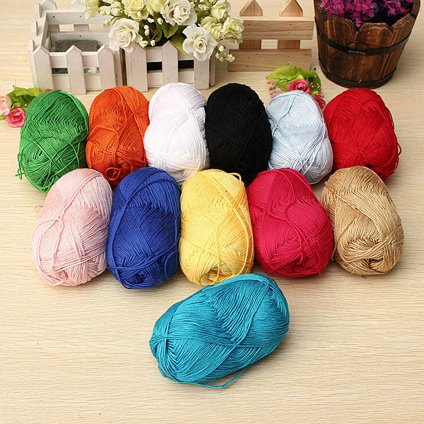 12Color Finger Ring Knitting Yarn Smooth Woolen Cotton Bamboo Yarn Knitted Hat