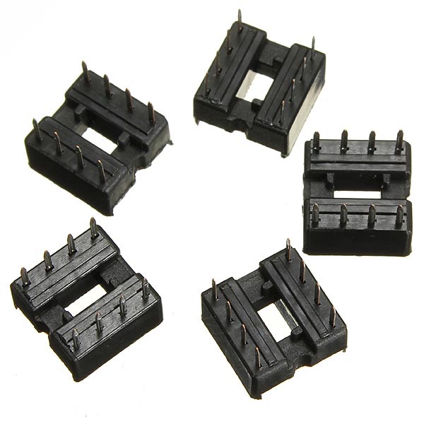 5pcs 8 Pin IC Socket DIP Sockets Adaptor Solder Type 2.54mm Wide